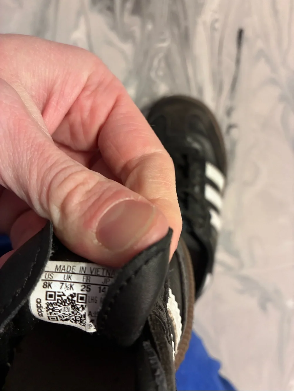 adidas Kids Black Leather Sneakers with White Stripes